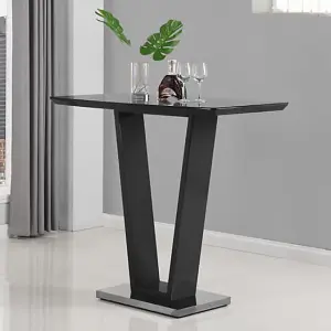 Ilko Black High Gloss Bar Table With 4 Ripple White Stools