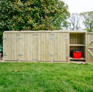 Shireburn 1 Wheelie Bin/8 Recycle Box Store - Timber - L80.4 x W308.5 x H120 cm