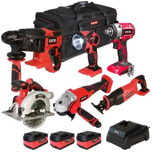 Excel 18V 6 Piece Power Tool Kit with 3 x 5.0Ah Battery & Charger EXL10188