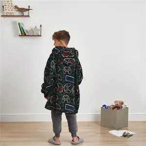 Dreamscene Gaming Print Hoodie Blanket, Kids - Black