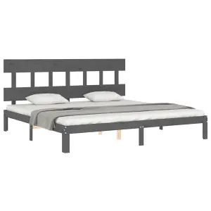 Berkfield Bed Frame with Headboard Grey 200x200 cm Solid Wood