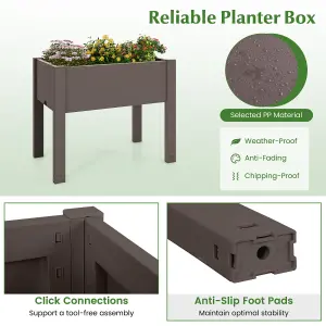 Costway Raised Bed Grow Box 53L Self-Watering Planter Box Stand w/ Water Level Monitor