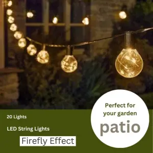 Firefly Festoon - White, 20 Waterproof LED Festoon Lights Outdoor, Indoor Outdoor Globe String Lights