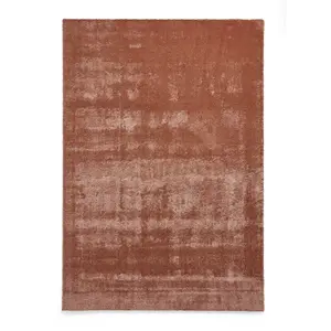 Terracotta Plain Shaggy Rug, 17mm Thickness Stain-Resistant Rug, Modern Rug for Bedroom, & DiningRoom-80cm X 150cm