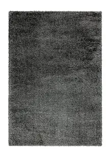 Charcoal Plain Luxurious Shaggy Modern Rug for Living Room and Bedroom-160cm X 230cm