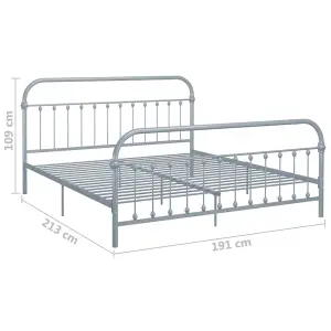 Berkfield Bed Frame Grey Metal 180x200 cm 6FT Super King