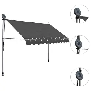 Berkfield Manual Retractable Awning with LED 250 cm Anthracite