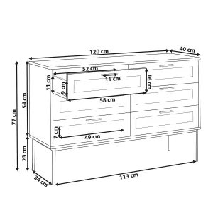 Rattan 6 Drawer Chest Light Wood PASCO