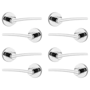 URBNLIVING 112mm Length 8 Pcs Hampstead Metal & Polished Nickel Lever Latch Door Handles Set