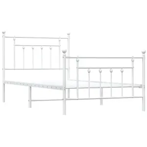 Berkfield Metal Bed Frame with Headboard and Footboard White 100x190 cm