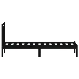 Berkfield Bed Frame Black Solid Wood Pine 100x200 cm