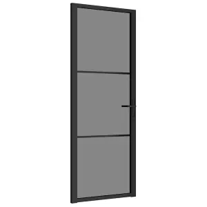 Berkfield Interior Door 76x201.5 cm Black ESG Glass and Aluminium