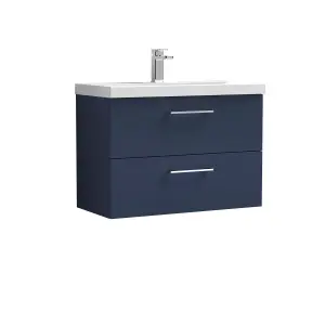 Level Wall Hung 2 Drawer Vanity Unit with Mid-Edge Ceramic Basin, 800mm - Matt Electric Blue - Balterley