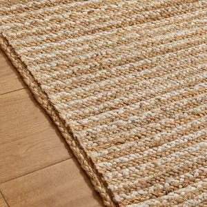 Handmade Modern Natural Easy to Clean Stripes Plain Rug for Living Room & Bedroom-160cm X 230cm