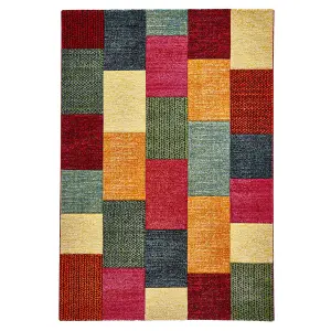 Multi Handmade Modern Easy to Clean Geometric Rug For Dining Room-160cm X 220cm