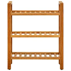 Shoe Rack with 3 Shelves 50x27x60 cm Solid Oak Wood