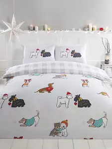 Winter Tails Dogs Double Duvet Cover and Pillowcase Set