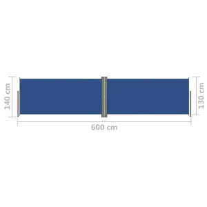 Berkfield Retractable Side Awning Blue 140x600 cm