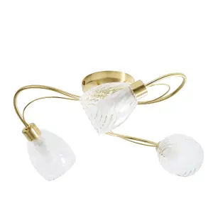 Litecraft Cora Satin Brass 3 Arm Tangle Bathroom Flush Ceiling Light