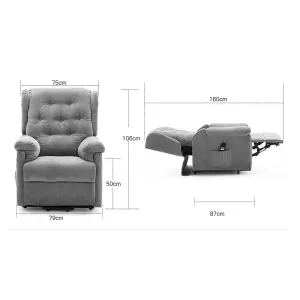 Barnsley Fabric Electric Dual Motor Riser Rise Recliner Lift Mobility Tilt Armchair Grey