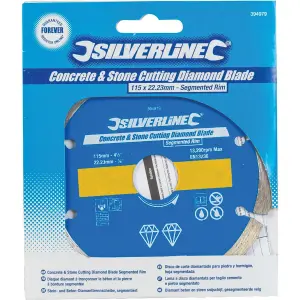 Silverline Concrete and Stone Cutting Diamond Segmented Rim Blade 115 x 22.23mm