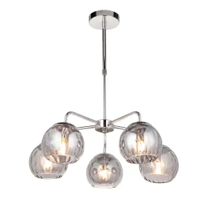 Anson Lighting Cassien 5lt  Chrome plate & smoked mirror glass Ceiling pendant