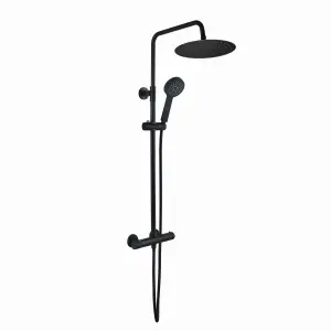 ENKI Dune Matte Black Round Thermostatic Shower Head & Handheld 300mm