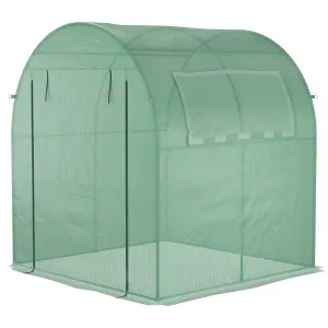 Outsunny Walk in Polytunnel Greenhouse with Roll-up Window and Door, Green