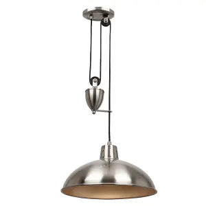 Luminosa Polka Dome Ceiling Pendant Light Satin Nickel, E27