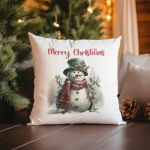 Poly Linen Cushion Christmas Snowman 30cm x 30cm