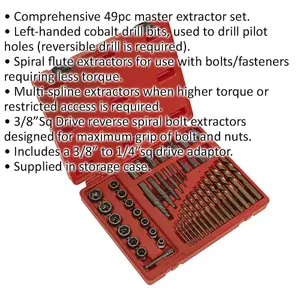 49 Piece Master Extractor Set - Screw Bolt & Nut Extraction - Storage Case