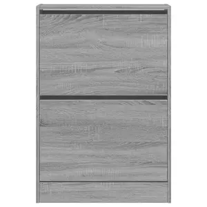 Berkfield Shoe Cabinet Grey Sonoma 60x21x87.5 cm Engineered Wood