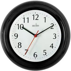 Acctim Wycombe Kitchen Office Quartz Numeric Numbers Wall Clock 22cm 21413 - Black