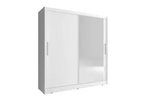 Maja I Sliding Door Wardrobe with Mirror 180cm in White