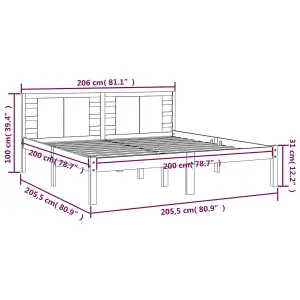 Berkfield Bed Frame White Solid Wood Pine 200x200 cm