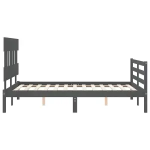 Berkfield Bed Frame with Headboard Grey 140x190 cm Solid Wood