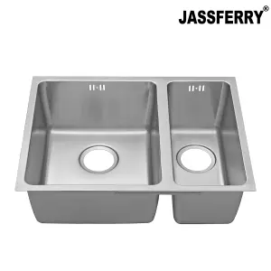 JASSFERRY Undermount Stainless Steel Kitchen Sink 1.5 Bowl Righthand Smaller Bowl