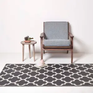 Homescapes Nola Geometric Black & White Outdoor Rug, 120 x 180 cm