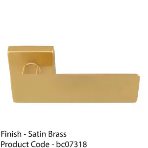 Premium Large Flat Door Handle Set - Satin Brass Designer Lever On Square Rose