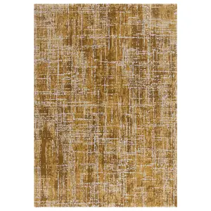 Abstract Gold Luxurious Modern Easy To Clean Rug For Dining Room Bedroom & Living Room-200cm X 290cm