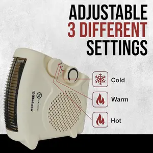 Belaco Fan Heater 2 Heat Settings 1000/2000W Electric Heaters Overheat Protection BFH22C