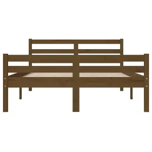 Berkfield Bed Frame Honey Brown Solid Wood 120x190 cm Small Double