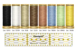 T/SET S/ALL U/RULER - Thread Set: Cotton: 8 x 100m: with Universal Ruler - Gutermann