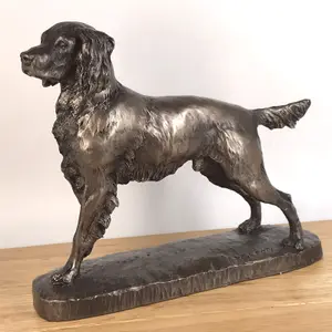 Springer Spaniel dog figurine in solid cold cast bronze designed by David Geenty