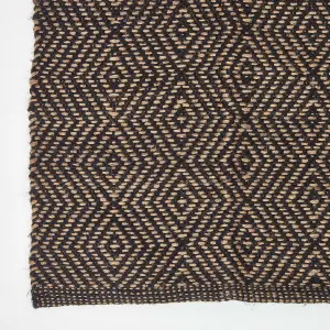 Homescapes Black Geometric Jute Rug, 90 x 150 cm