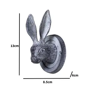 Melody Maison Grey Hare Head Coat Hook 8.5cm x 13cm