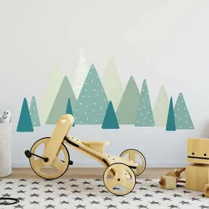 Walplus Colourful Mountains Landscape, Scandinavian Style,Green, Children Wall Sticker Kids Sticker PVC Green