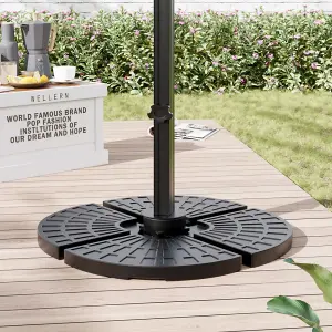 Black Square Water and Sand Filled Plastic Garden Parasol Eco-Friendly Base 52L