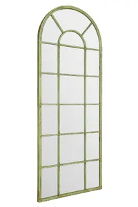 MirrorOutlet The Dorset Rustic Green Country Metal Framed Arched Mirror140CM X 56CM