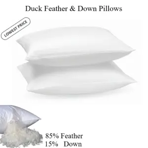 Duck Feather&Down Pillows Extra Filled Bed Pillows 100% Cotton Cover